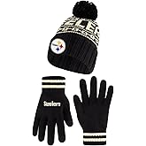 Ultra Game Adults NFL Official Super Soft Cable Knit Winter Beanie Knit Hat with Warm Touch Screen Gloves