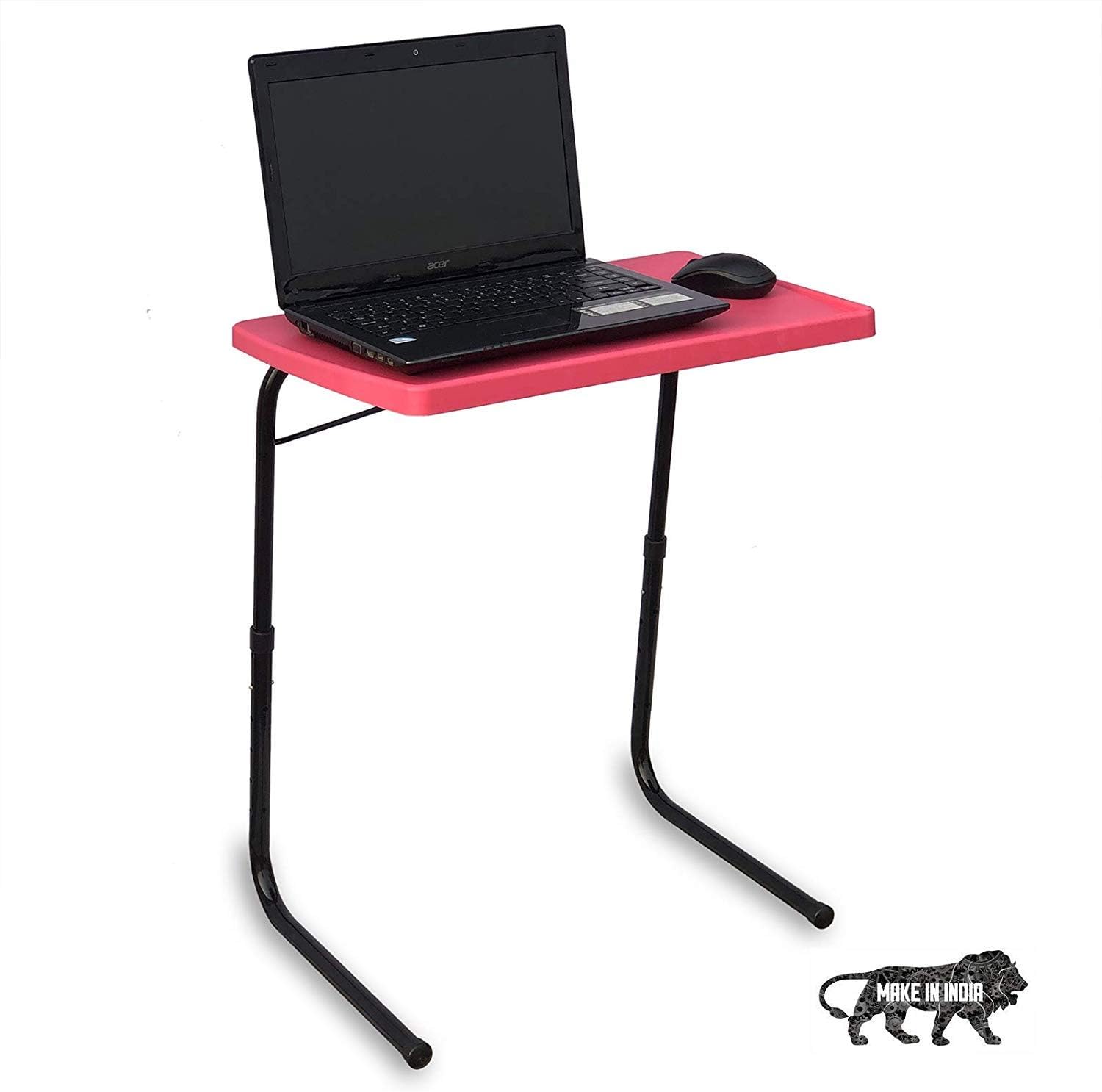 Gadget Wagon Table Strong and Sturdy for Studies, Laptop, Patient Dining, Foldable, Multi Purpose (Pink Slim)