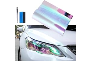 LZLRUN Extra-Wide Headlight Taillight Vinyl Tint Wrap 16 Inch x 60 Inch Roll Self Adhesive Fog Light Film Sheet Sticker Cover (Chameleon Transparent)