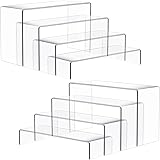 2 Set Large Acrylic Risers, 8 Pcs Rectangular Clear