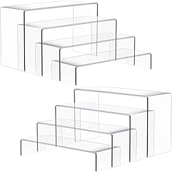 2 Set Large Acrylic Risers, 8 Pcs Rectangular Clear