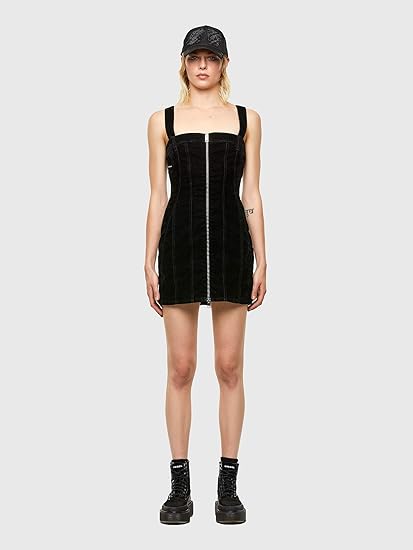 Amazon ディーゼル Diesel Diesel Ss21 レディース ベルベットデニム ワンピース Atb S ブラック 02 ワンピース チュニック 通販
