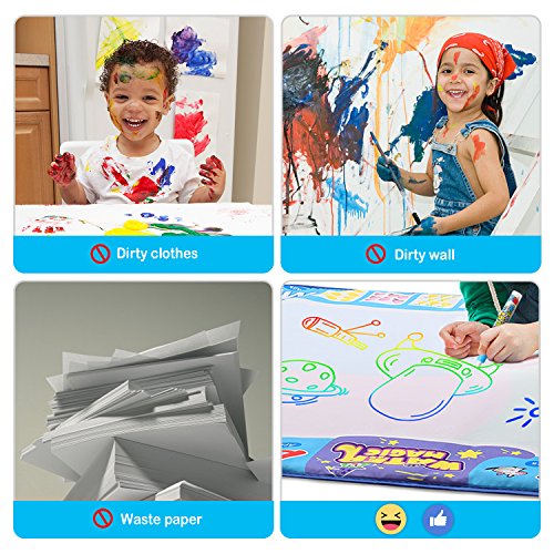 Markbetter Aqua Doodle Mat Reusable Water-Reveal Activity Mat Extra Large Size Multi-Color Water Coloring Pad 38.4''X29.5'' Aqua Drawing Toy Kits with Bonus Painting Tools for Kids to Enjoy Together