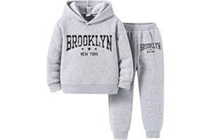 Nivne Tco Toddler Boy Clothes-Letter Printed Hoodie Sweatshirt & Sweatpants Set-Little Boys Fall Winter Outfit Size(3-7 T)