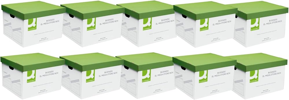 Q-Connect MegaStore Box Pack of 10 Green White 383 x 430 x 295 mm