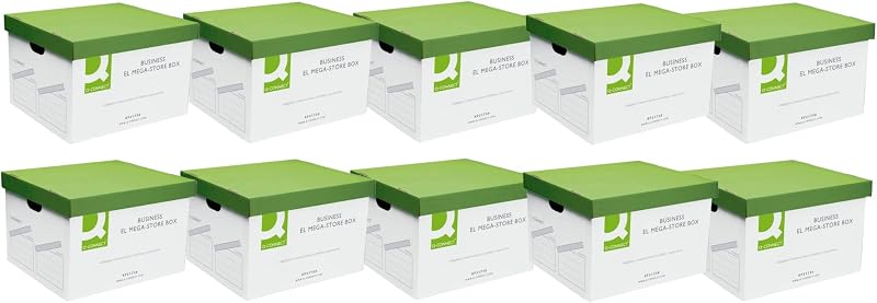 Q-Connect MegaStore Box Pack of 10 Green White 383 x 430 x 295 mm