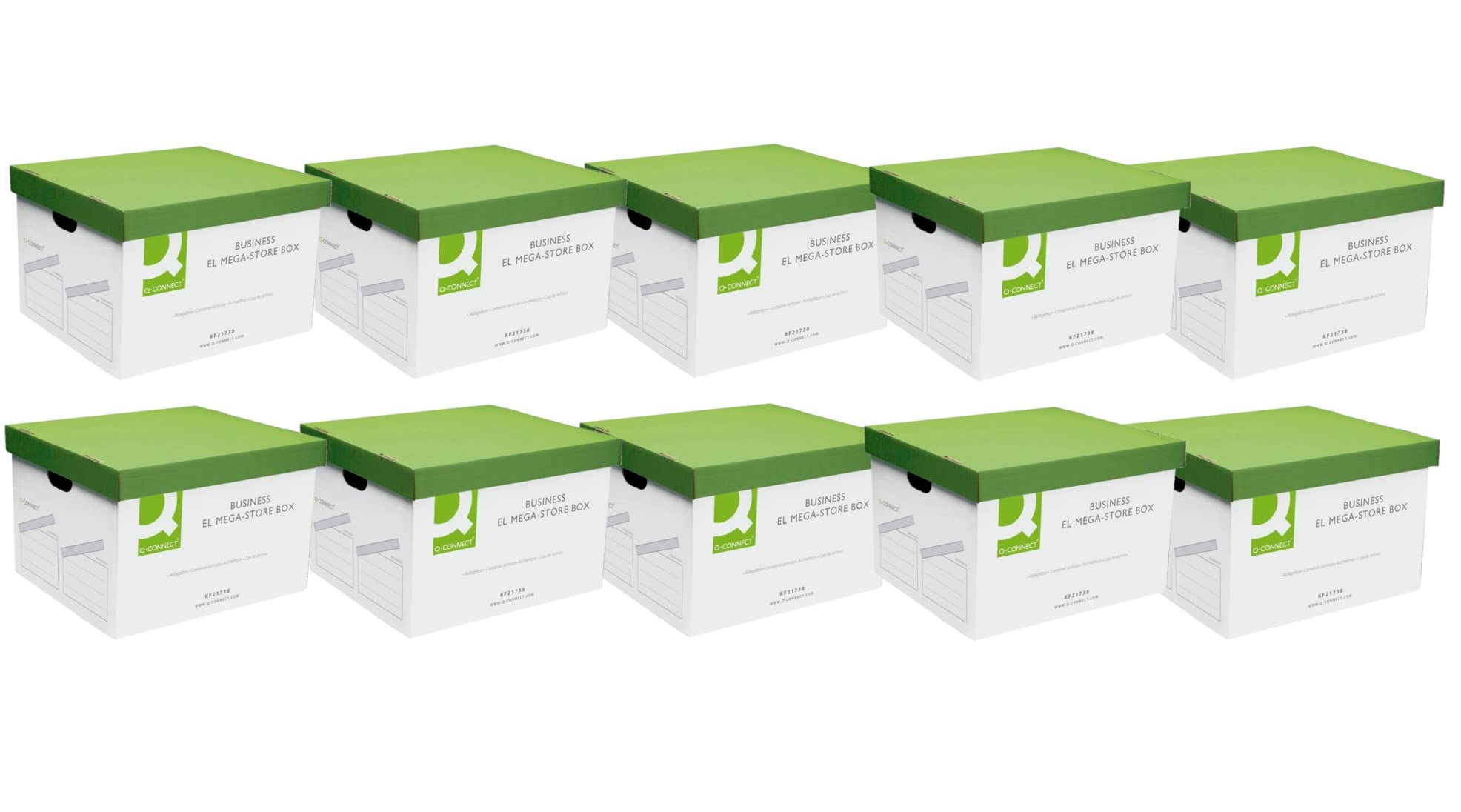 Q-Connect MegaStore Box Green and White (Pack of 10),383 x 430 x 295 mm