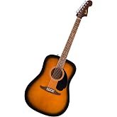 Fender California Debut Redondo Series Beginner Acoustic Guitar, Sunburst | California Series, beginner acoustic guitar for adults, 2-year warranty, sunburst finish, under $300, easy playability