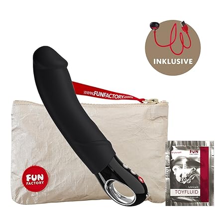 Fun Factory BIG BOSS G5 schwarz XL Vibrator für sie aus Silikon realistisch (inklusive Tasche + Gleitgel)