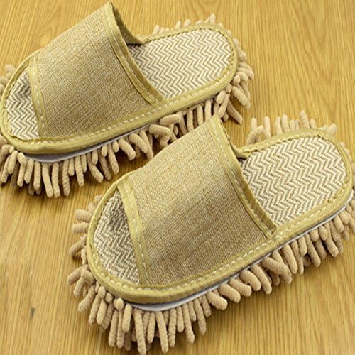 MFINHOME Slipper Genie Microfiber Pair House Floor Polishing Dusting Cleaning Foot Socks Shoes Mop Slippers Purple (Camel)