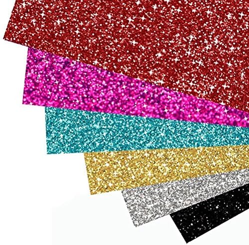 IzHotta Glitter Heat Transfer Vinyl Heat Press Cut DIY T-shirt Garment Materials ( 6 Sheets/lot )