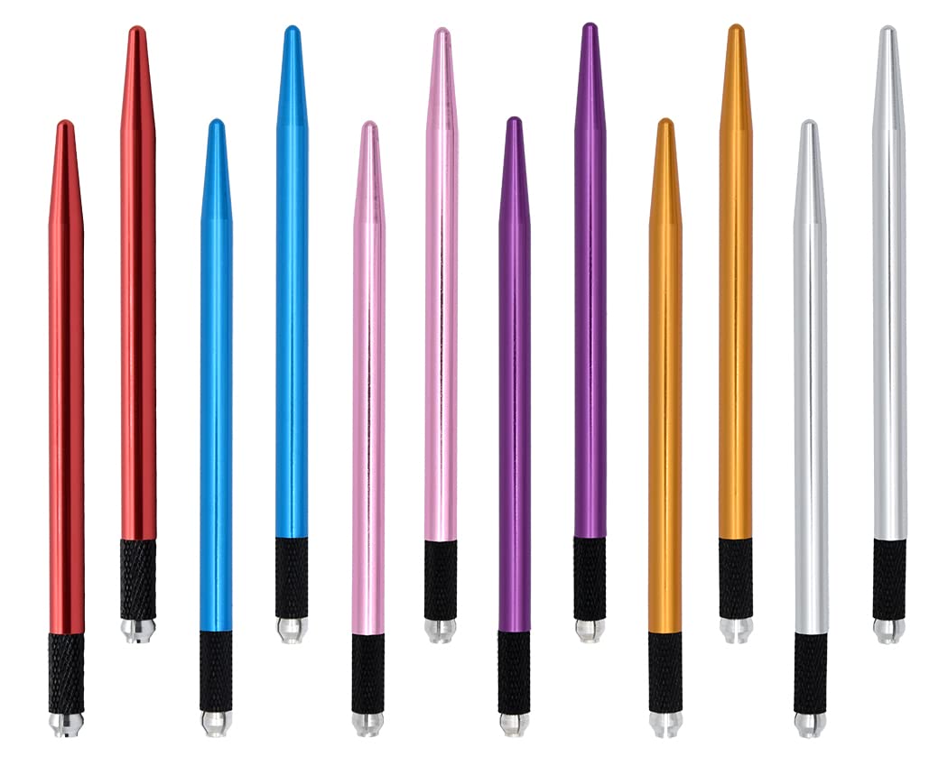 XIAOYU 12 Pieces Microblading Pens Fog Eyebrow Tattoo Pen Microblading Handles for Microblades