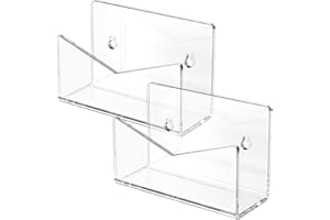 Richboom Acrylic Mail Holder, Envelope Holder for Desk Countertop Letter Holder for Home Office School (1 Section Clear - 2 Pack)
