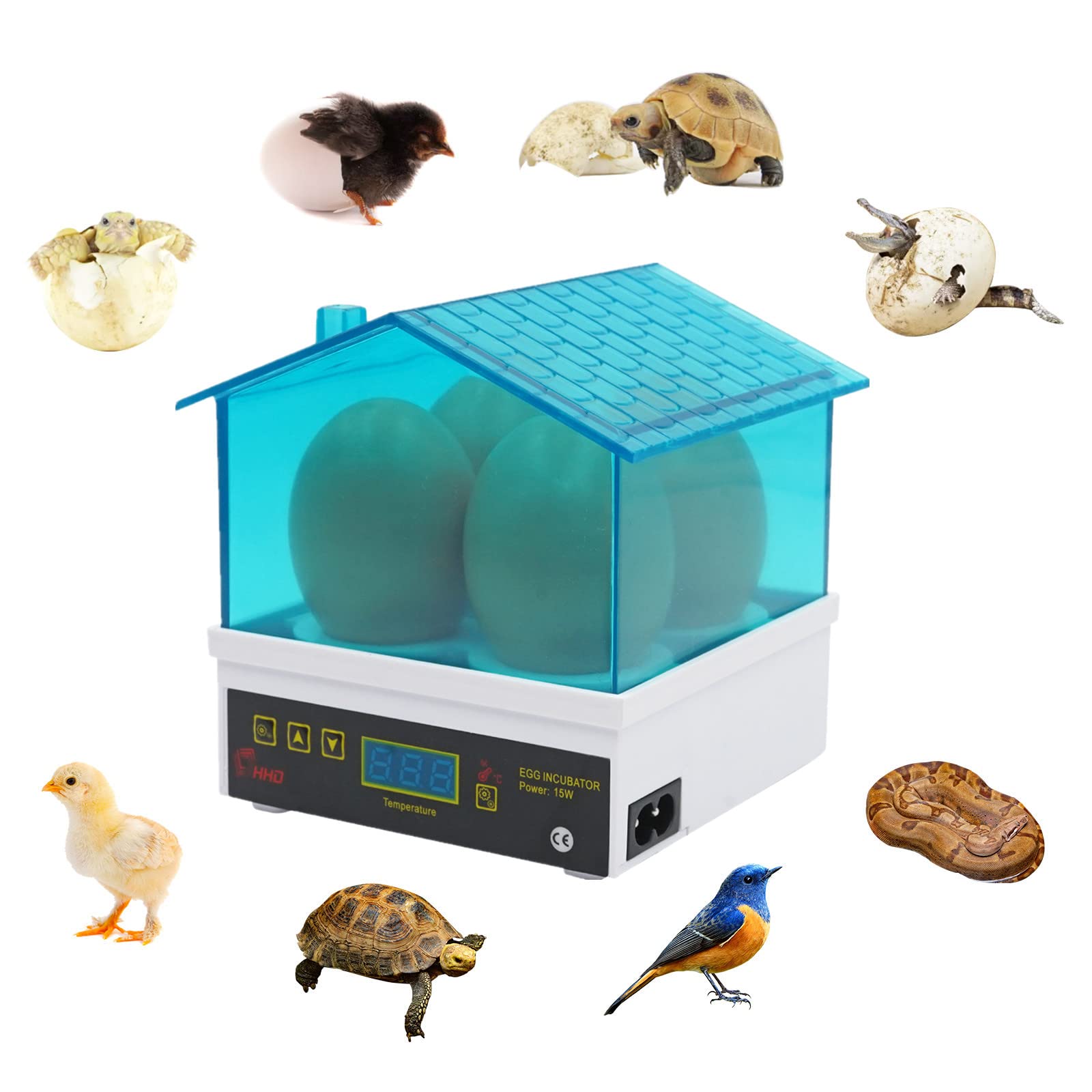 MOGOULUA Mini 4 Egg Incubator Chicks Brooder Temperature Control Hatcher with LED Digital Screen Poultry Hatching Machine Duck Hatcher Bird Incubator for Chicks Quails(4 egg)