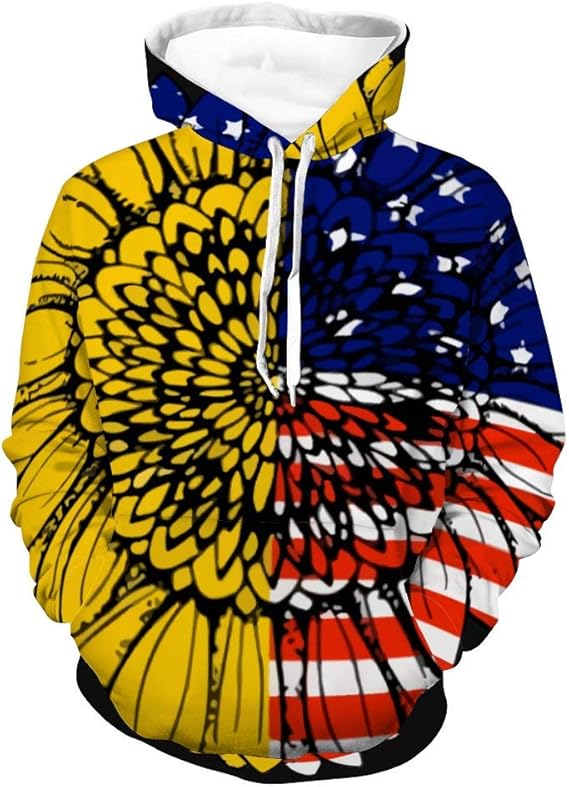 Amazon アメリカンフラッグ ひまわり パーカー メンズ レディース スウェット 薄手 プルオーバー おしゃれ 3ｄプリント 人気 プレゼント ポケット付き 男女兼用 お揃い カジュアル トップス トレーナー パーカー 通販