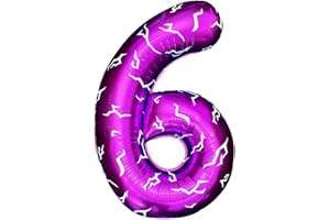 40 Inch K-pop Music Movie Hunter Theme Party Number 6 Balloon Purple Kpop Lightning Demon Mark Design Large Foil Mylar Balloo