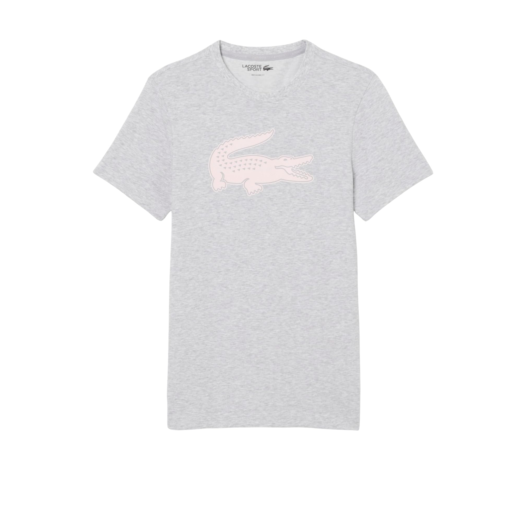 Lacoste Men's Ultra Dry XXL Logo Sport T-Shirt, Silver Chine/Flamingo, X-Large Image