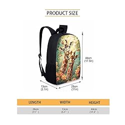 HUGS IDEA 17 Inch Funny Giraffe Floral Backpack
