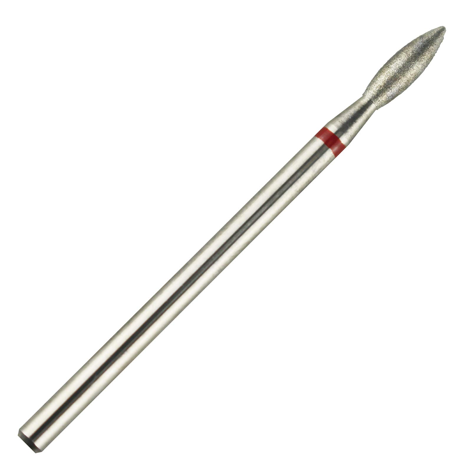 C & I Diamond Nail Drill Bit, Flame Shape, E-File, Professional Cuticle Clean Drill Bit, Improved Diamond Powder plus Tungsten Carbide Shank 3/32” (2.5 mm, Fine -F)
