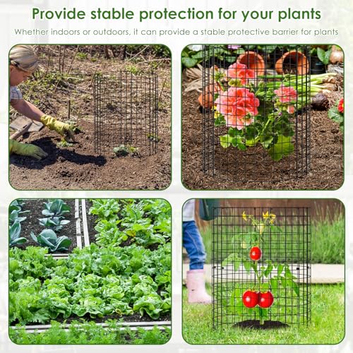 15Pcs Plants Protector from Animals 13.7inch Metal Mesh Plants Cages to Keep Animals Out Rustproof Garden Protection Covers for Indoor Outdoor Garden ZJMCAJY(Blackish Green,15)
