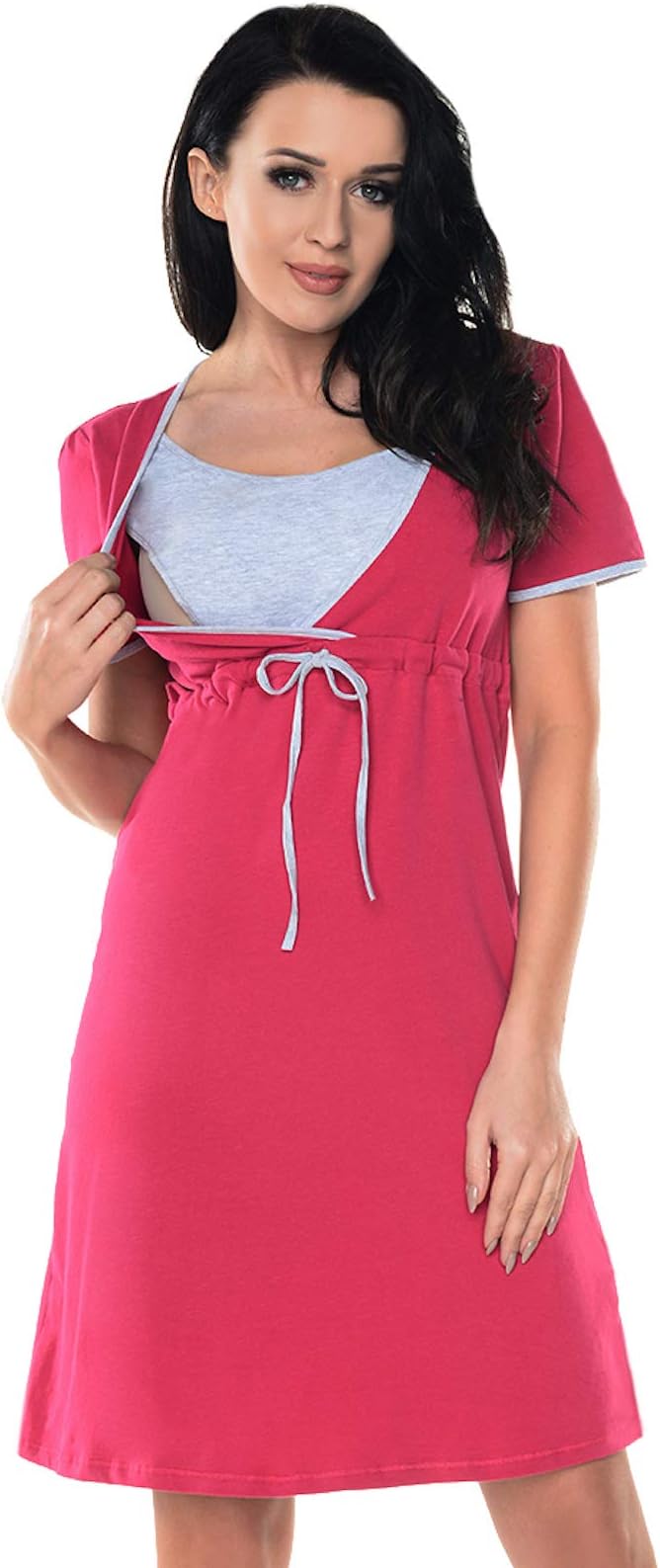 Purpless Maternity Printed and Plain Nightdress Nightgown for Pregnant and Breastfeeding Women 4044n