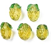 Ornazy 10Pcs Handmade Fruit Lampwork Beads Glass Food Loose Beads 3D Opaque Yellow Pineapple Beads for DIY Jewelry Making Crafts Necklace Bracelet