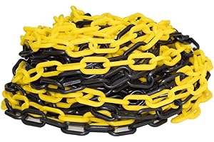 82 Foot | 25Meter | Plastic Chain Link - Yellow and Black | 6MM Plastic Barrier Chain | Durable Safety Chain for Crowd Contro