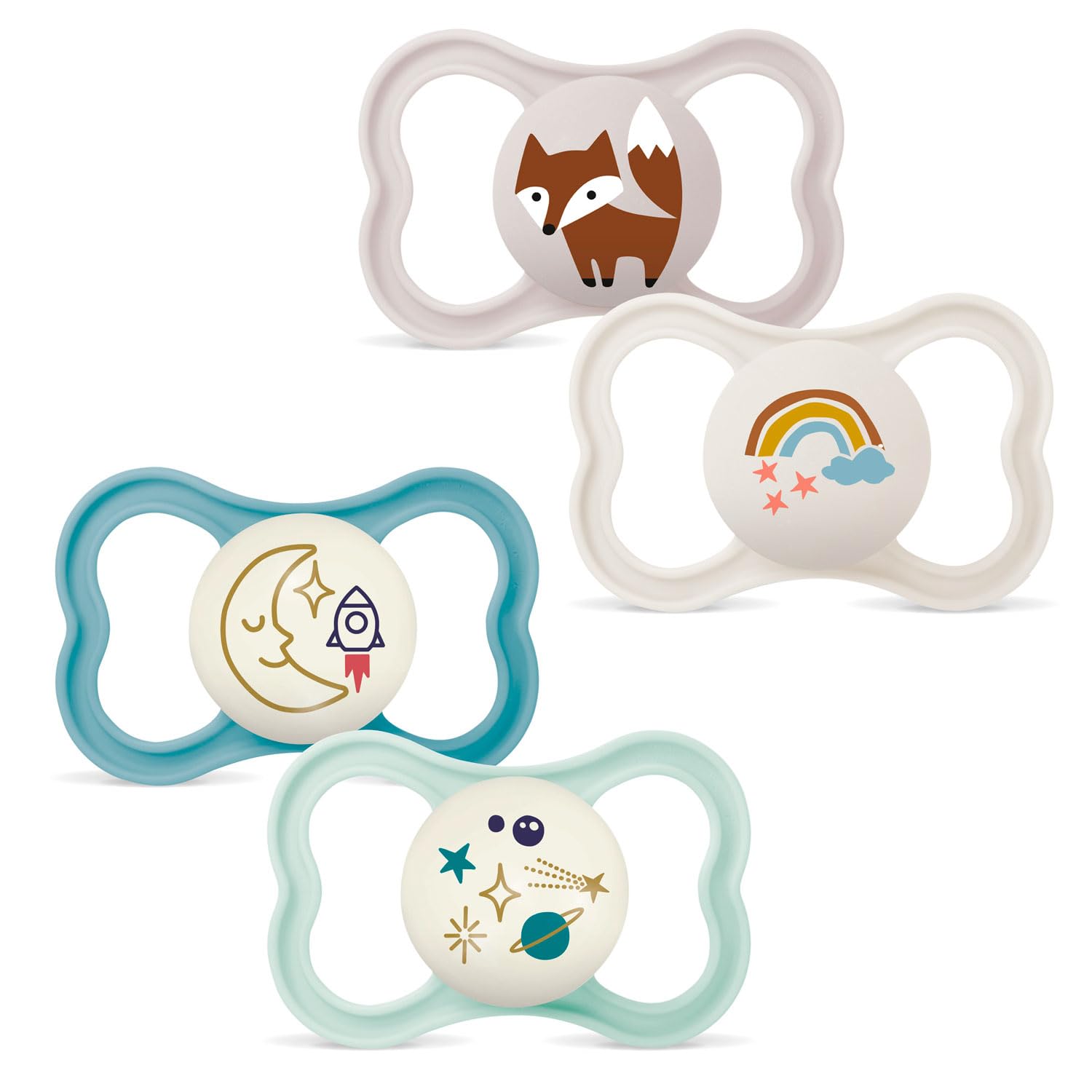 MAM Day & Night MAM Air Silicone Dummies 16+ MAM Air Night // Set of 4 // Includes 2 Sterilised Transport Boxes