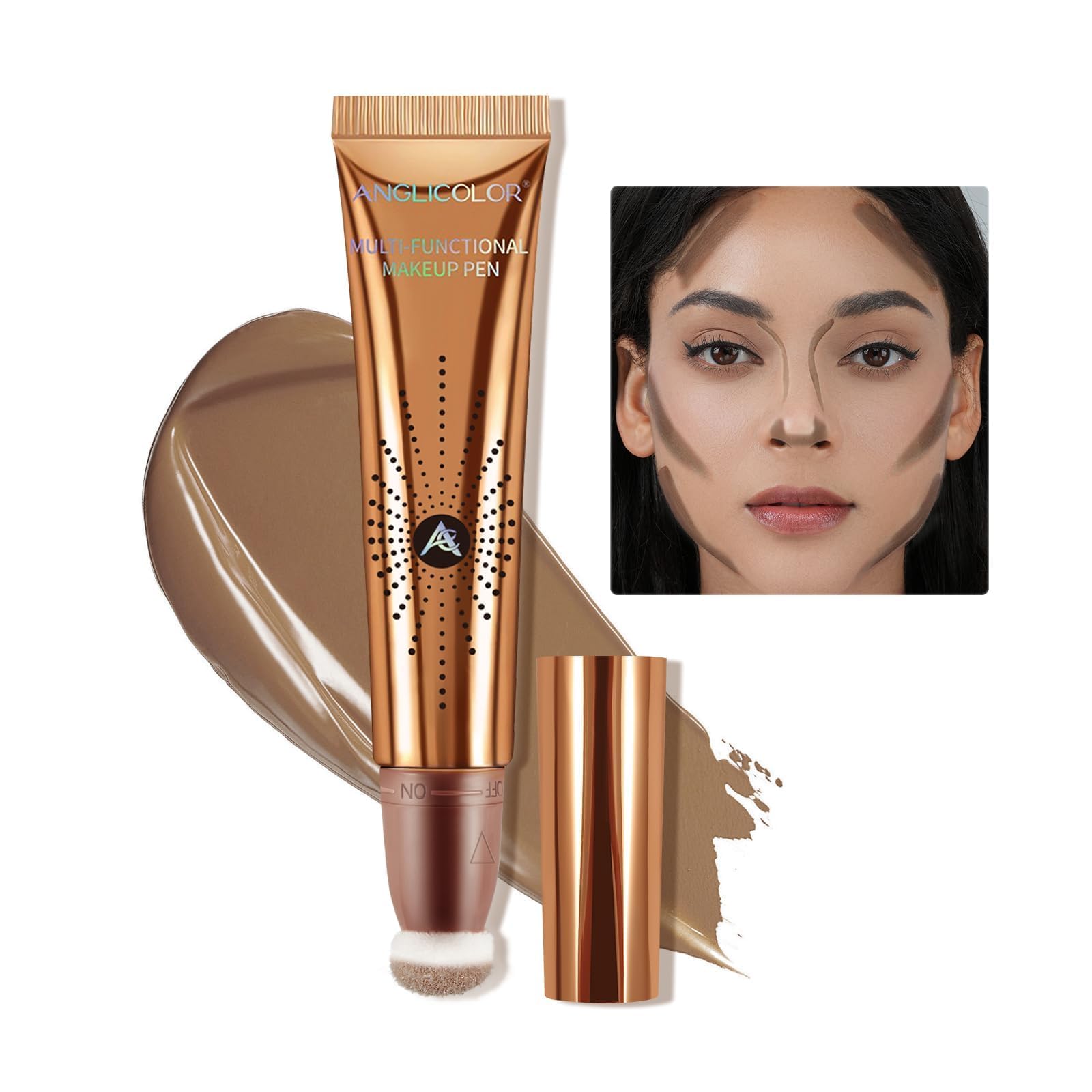 Anglicolor Contour Stick With Cushion Applicator,Cream Bronzer Contour Wand Long Lasting,Liquid Bronzer Contour Smooth Lightweight,Vegan & Cruelty-Free(04#FAIR/LIGHT, 12ml) — image 1