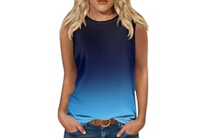 HTHLVMD Womens Crewneck Sleeveless Tank Tops Summer Casual Loose Fit Basic Shirts Simple Ombre Sport Workout Yoga Tanks
