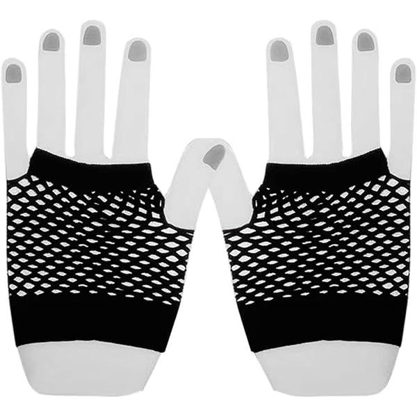 Lot De 4 Paires De Mitaines En Résille Noire (longues Et Courtes) - Accessoire Déguisement Années 80, Soirée