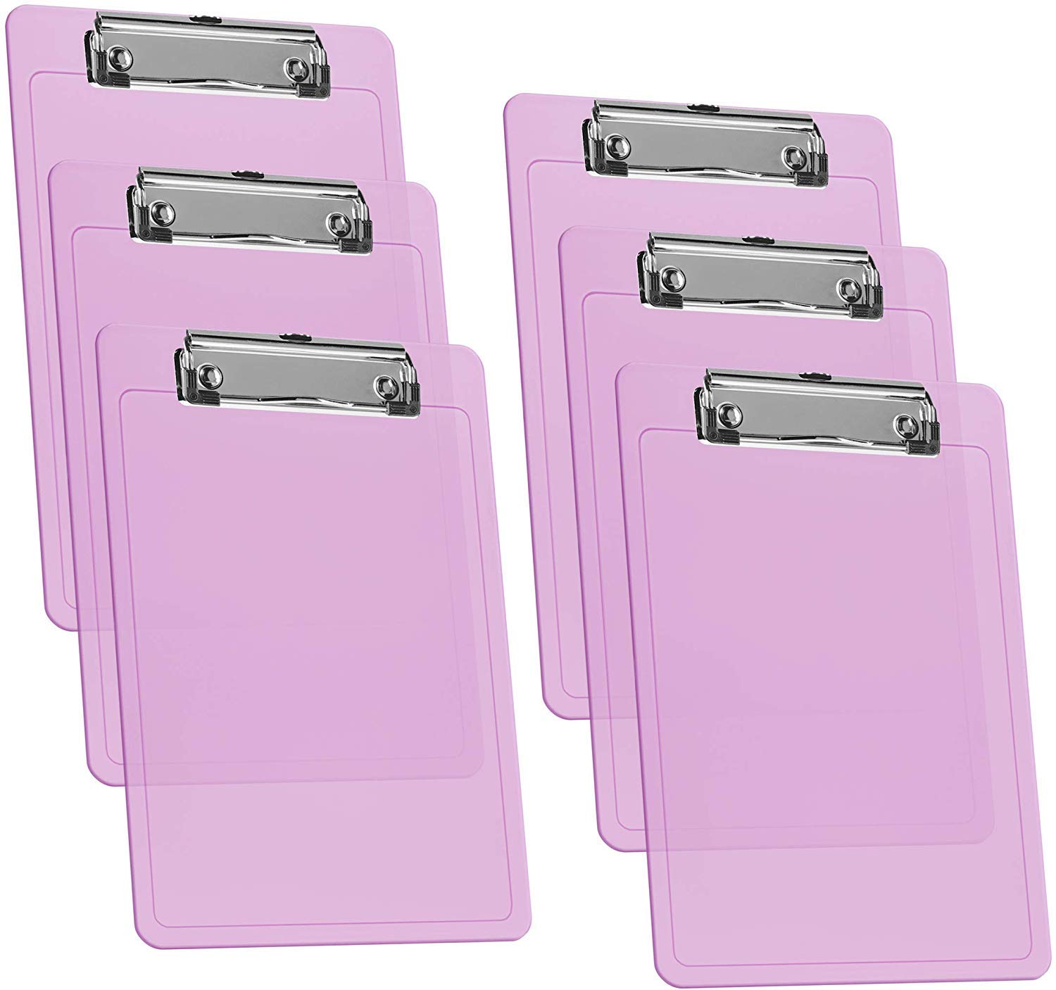 Acrimet Clipboard Memo Size A5 (23,5 cm x 16 cm) Low Profile Clip (Plastic) (Clear Pink Color) (6 Pack) โ image 1