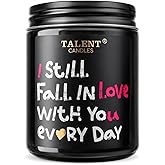 Romantic Scented Valentine Candle - Natural Soy Wax in Jar with Warm Night Fragrance for Home Decor, Bedroom, Living Room. Heartfelt Message Design, 8.4 oz, 40 Hour Burn Time