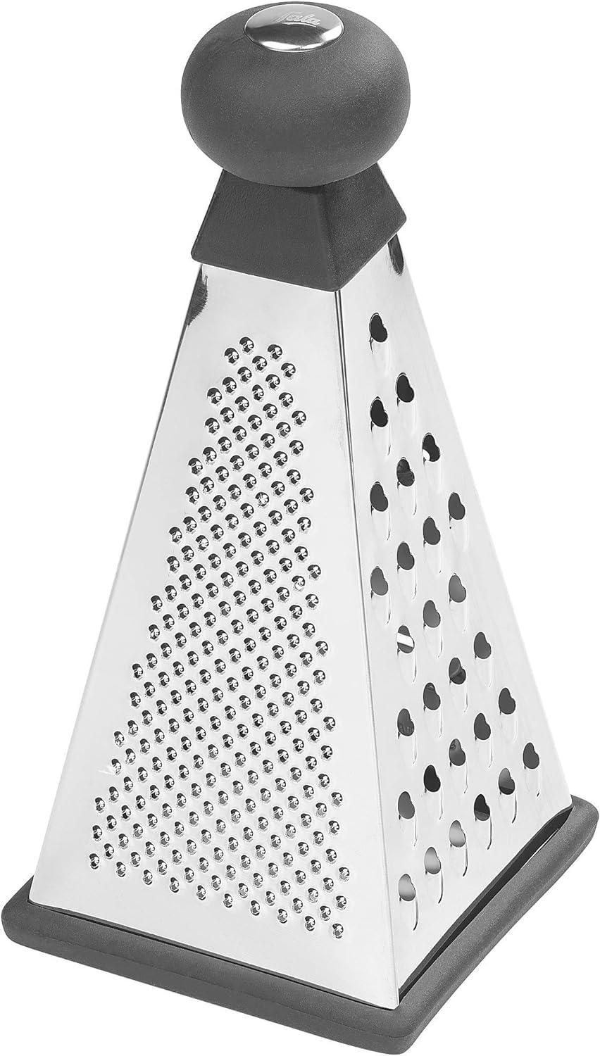 Tala Stainless Steel Pyramid Grater, 4 Sided Handheld Box Grater for Slicing, Grating, Zester and Shredding Cheese, Vegatables and Other Foods, with Grip Handle and Non-Slip Base