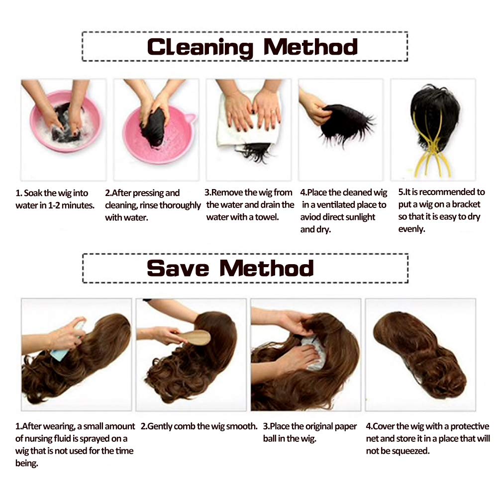 Sallcks Womens Long Curly Wavy Blue Wigs Synthetic Fiber Replacement Full Wigs with Wig Cap