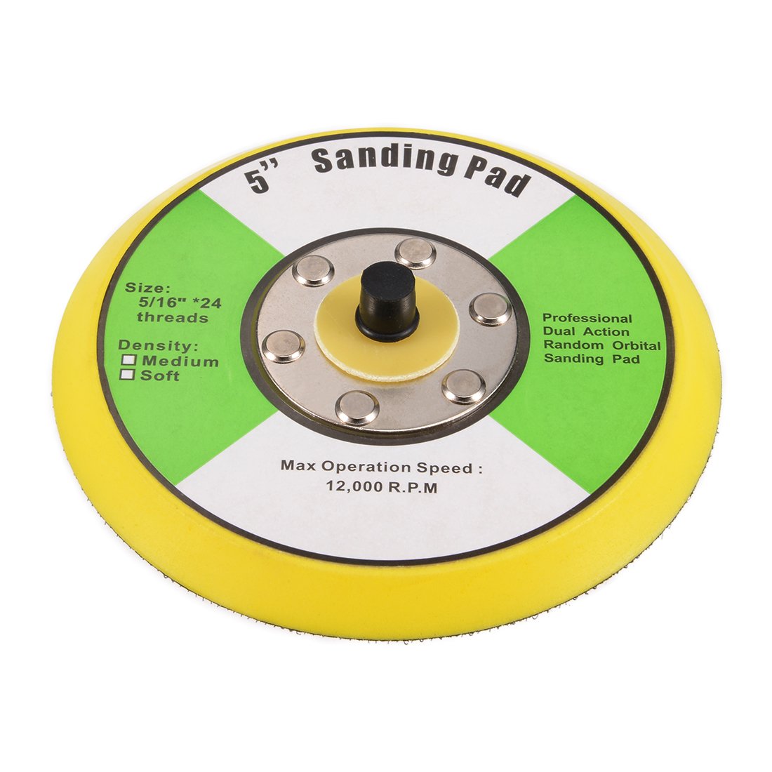 Sourcingmap 5" Hook and Loop Backing Pad Sanding Polishing Backer Plate with 5/16"x24 Thread for Random Orbit Sander Polisher Buffer