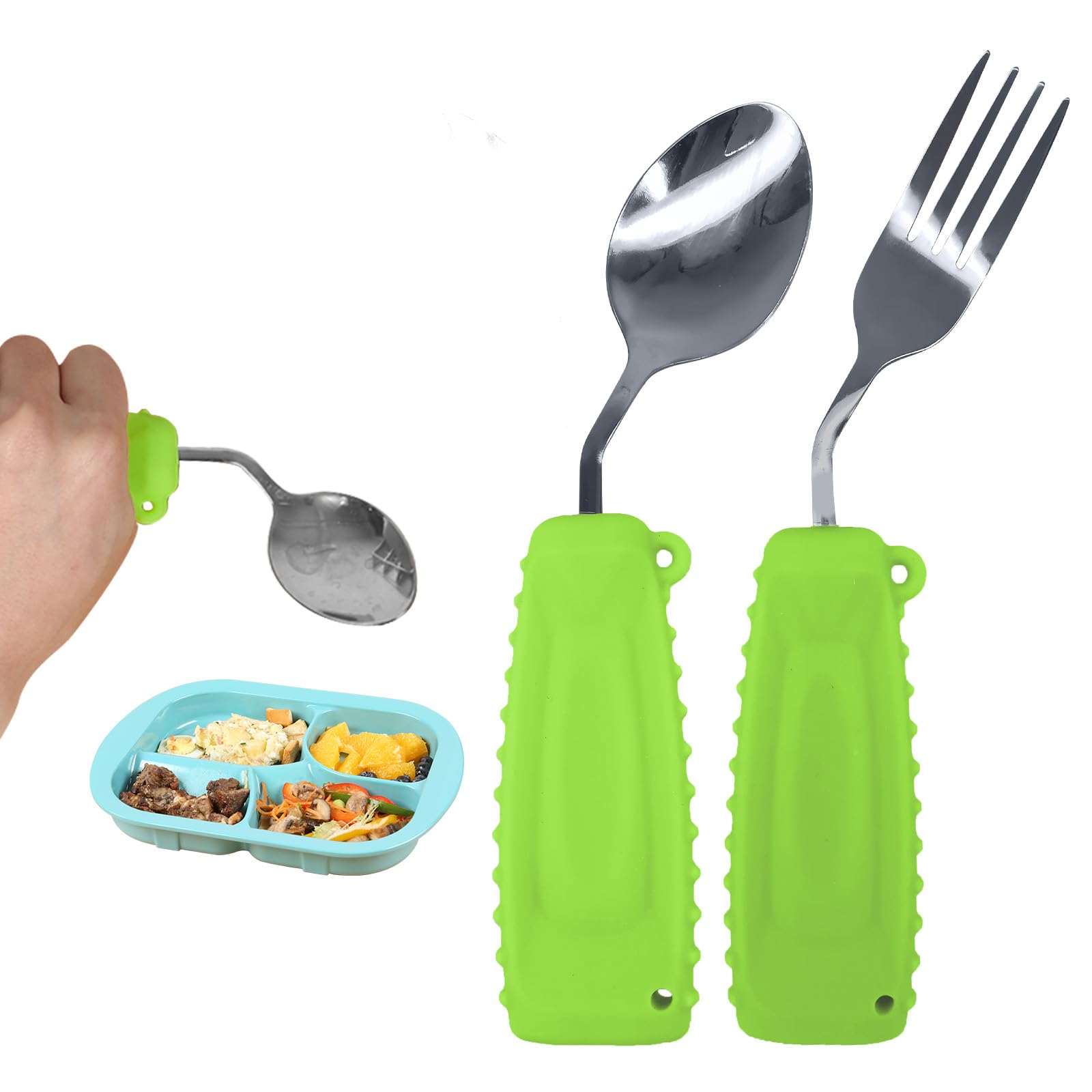 Adaptive Easy Grip Cutlery Set for Arthritic Hands - Spoon and Fork for Tremors, Parkinson, Disabled and Elderly Adults - Daily Living Assist