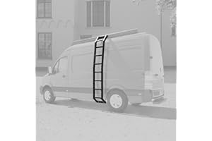 VANNCAMP Aluminum Heavy-Duty Ladder for 2007-Current Mercedes-Benz Sprinter High Roof Van, Side Ladder Rectangular Leg, Durable & Non-Slip Steps, Black