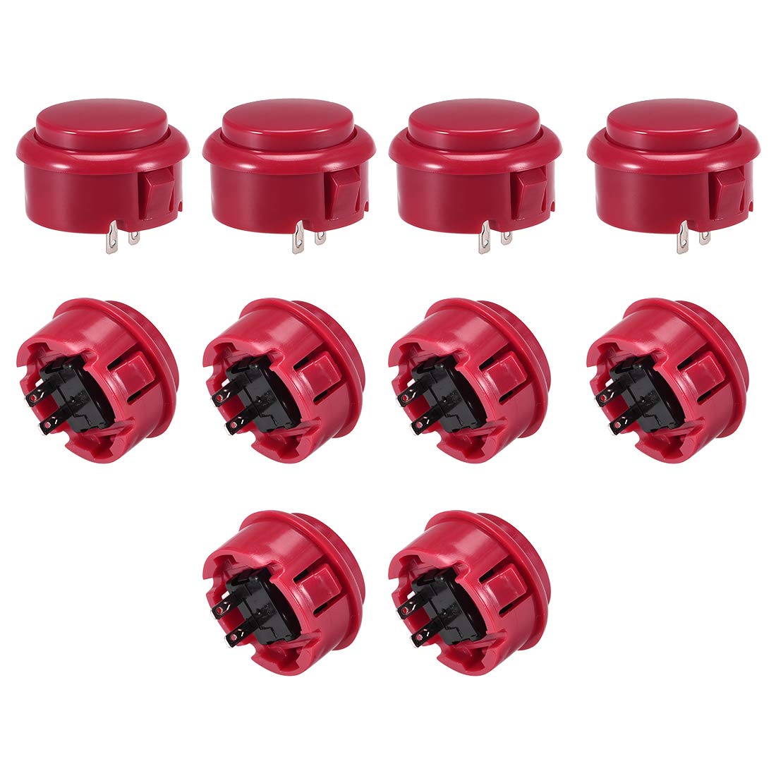 sourcing map 30mm Mounting Hole Momentary Game Push Button Switch for Arcade Video Games Red 10pcs