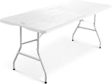 KEPLIN 6ft Folding Table with Patterned Top 180x70x74cm Sturdy Metal Frame
