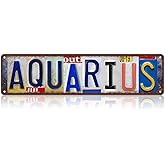 TREEPERI Vintage Aquarius Street Sign Zodiac Wall Decor Metal Tin Signs for Bar Home Bedroom Garage