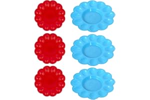 HKYLRAT 6pcs Egg Storage Tray, Egg Dish with 12 Compartments, Plastic Deviled Tray, Household Round Serving Starter, Random C