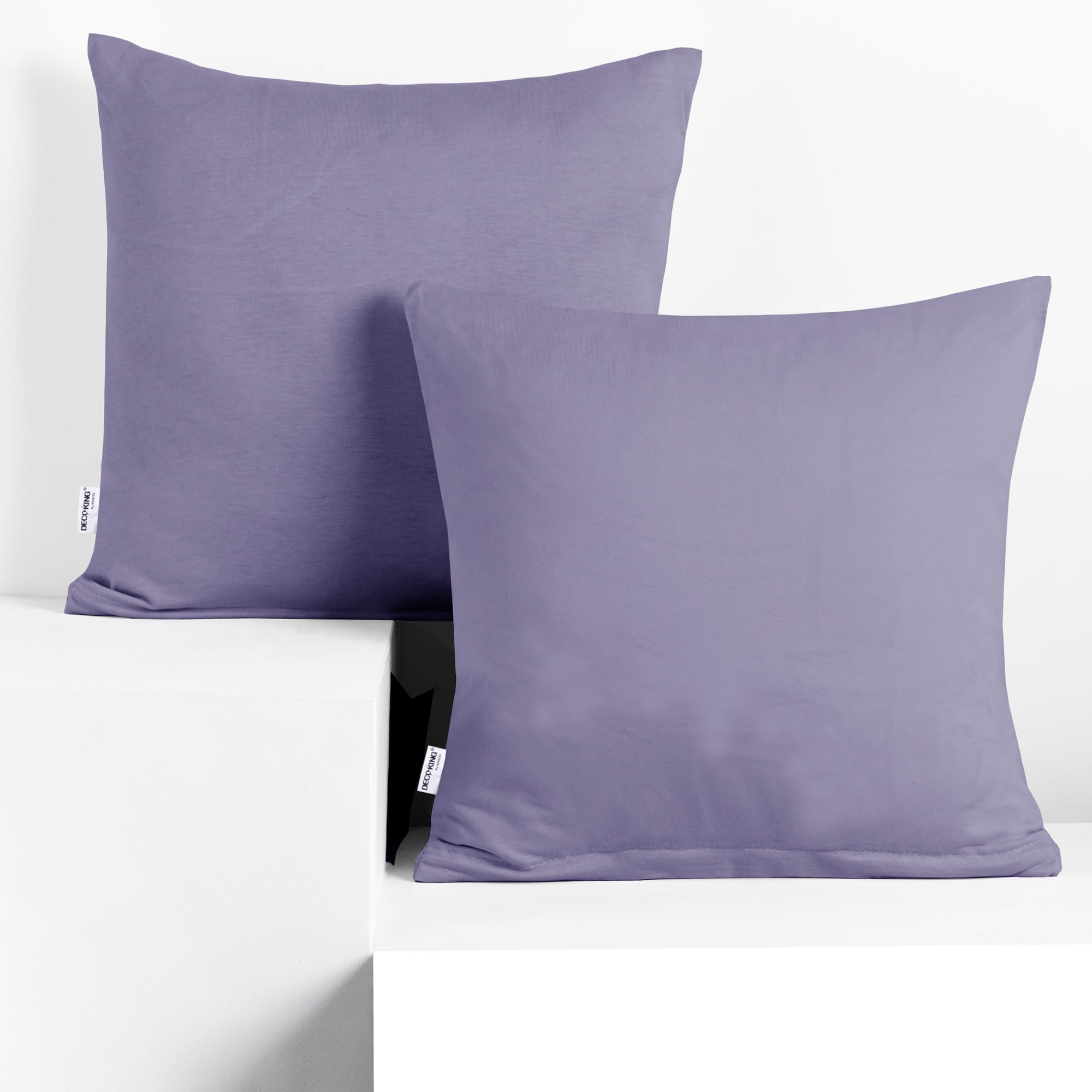 DecoKing 2 Pillowcases 80 x 80 cm Jersey 100% Combed Cotton Zip Lavender Amber