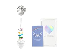 Emibele Memorial Gifts for Loss of Dog, Pet Memorial Suncatcher with Paw Print, Pet Loss Sympathy Gift, Thoughtful Dogs and C