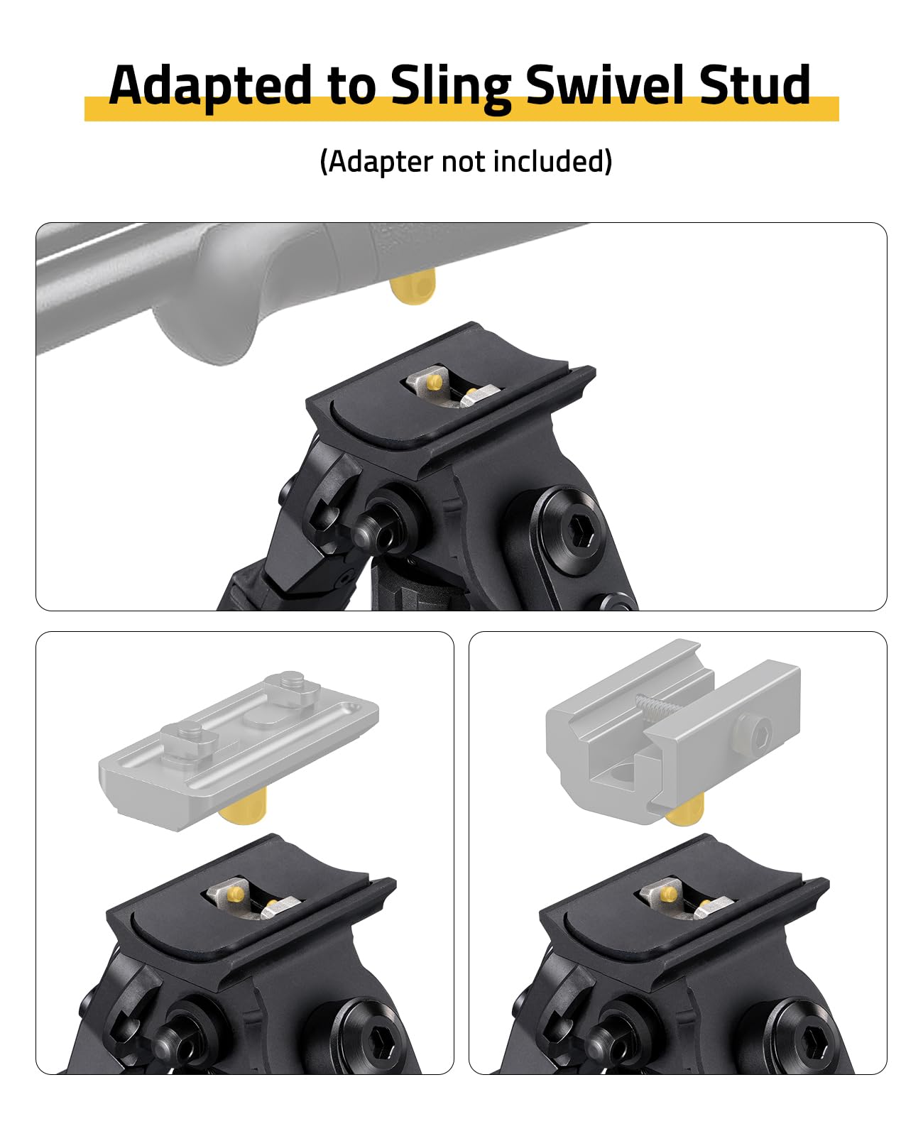 CVLIFE Tactical Bipod for Rifle Bipod Mount to Sling Swivel Stud, Made of Aluminum and High-Strength Polymer, Adjustable Height and Angle, Stable for Hunting and Shooting (Black, 8