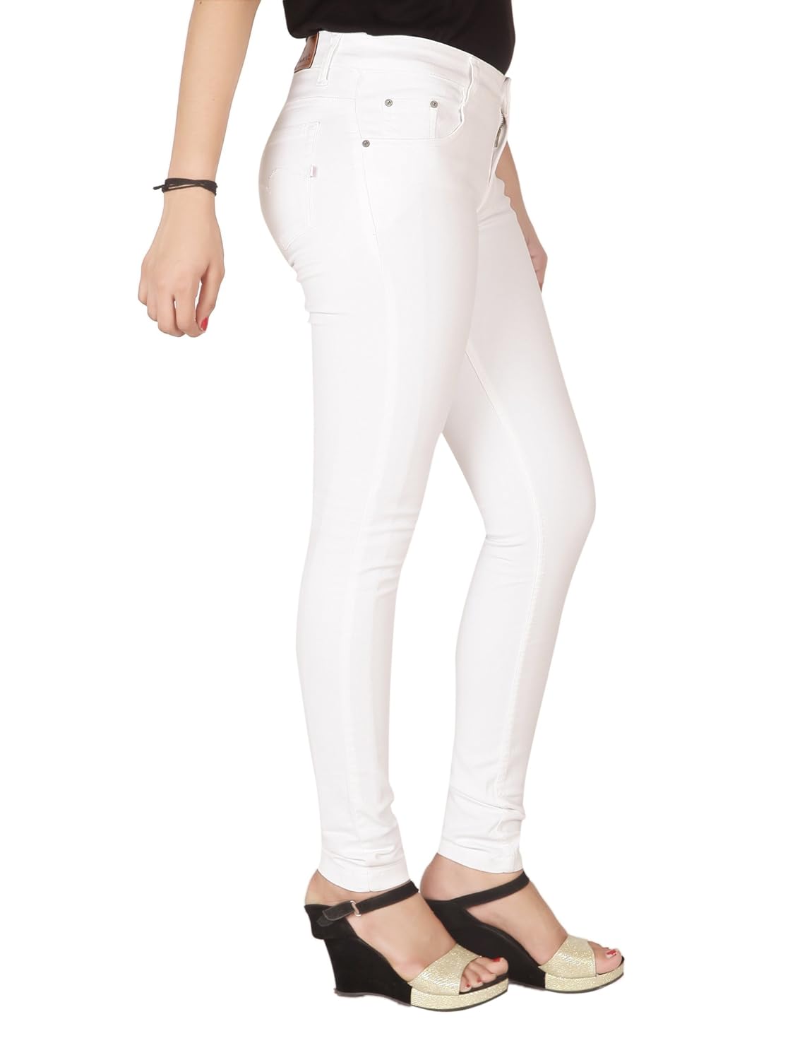 flirt nx women's denim stretchable white slim fit jeans