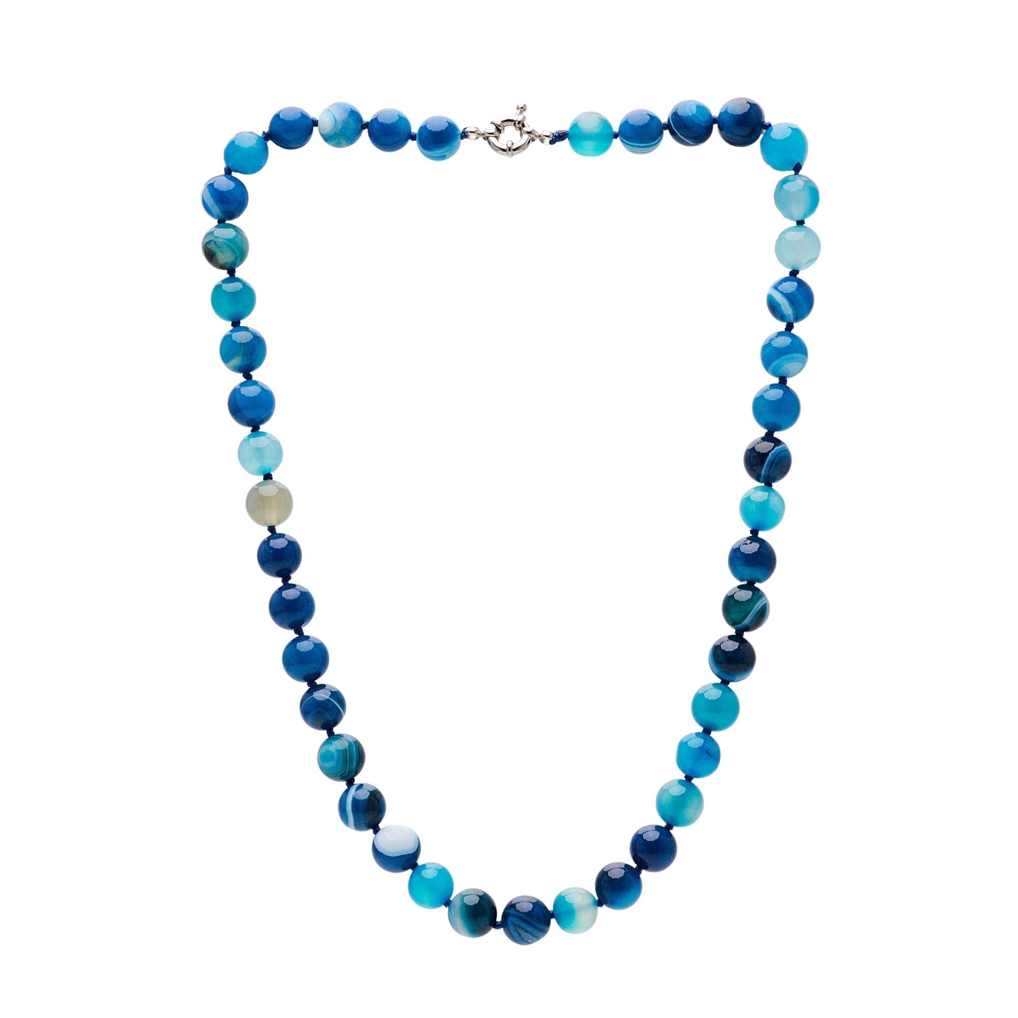Treasure Bay Handmade 10mm Natural Gemstone Necklace For Women and Girls (Blue)