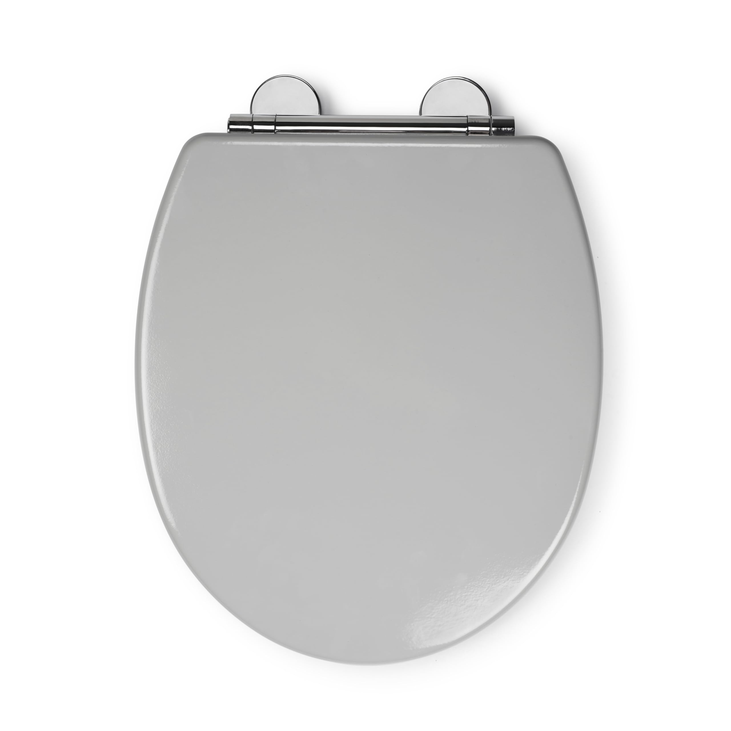 Croydex Lugano Grey Wooden Toilet Seat - Soft Close & Quick Release Button for Easy Cleaning, Adjustable Hinges with Top and Bottom Fixings Included and Antibacterial Treated Surface (Grey)