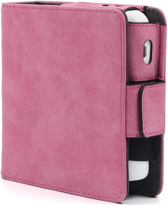 Funnideer Pouch Bag for IQOS 2.4/2.4 Plus Electronic Cigarette, Wallet Case Electronic Cigarette PU Leather Carrying Case Box with Card Holder, Tobacco Cigarette Protective Holder Cigar (Pink)