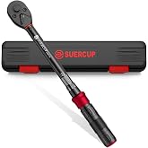 SUERCUP 3/8" Click Torque Wrench, 5-45 Ft.Lb, for Bike, Moto, Spark Plugs | 6.8-61Nm, &plusmn;3% Accuracy, Dual-Direction Adjustable 72 Tooth, Click Type Torque Wrench, for Oil Drain, Engine Repair &amp; ATV/MTB